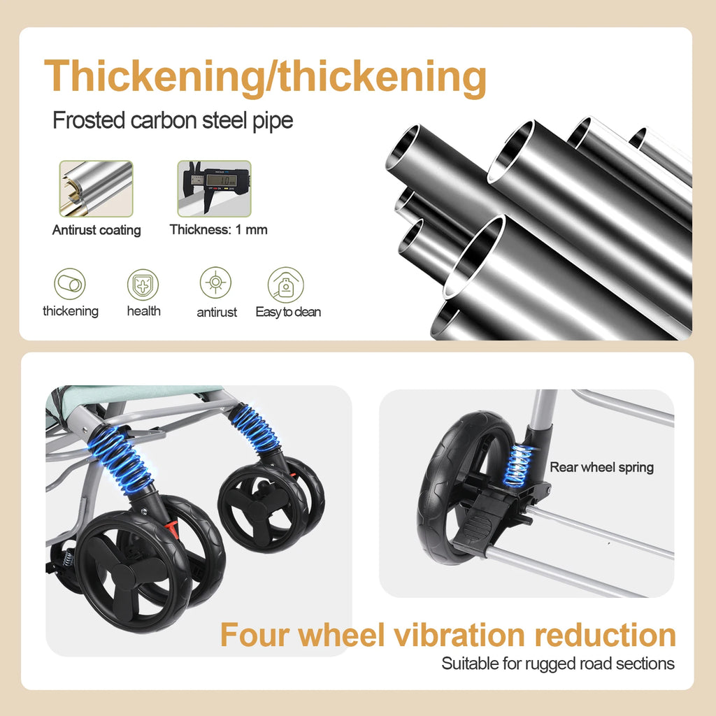 Foldable Cat Dog Stroller  Detachable  Easy Assembly Pet Travel Carrier W/Shock Absorption Folding Resistant