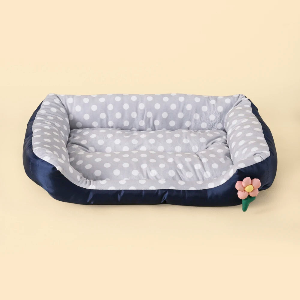 Square Large Dog Bed All Season Flower Soft Small Sofa Kennel for Puppy Mattress Spot Medium Pet Bed