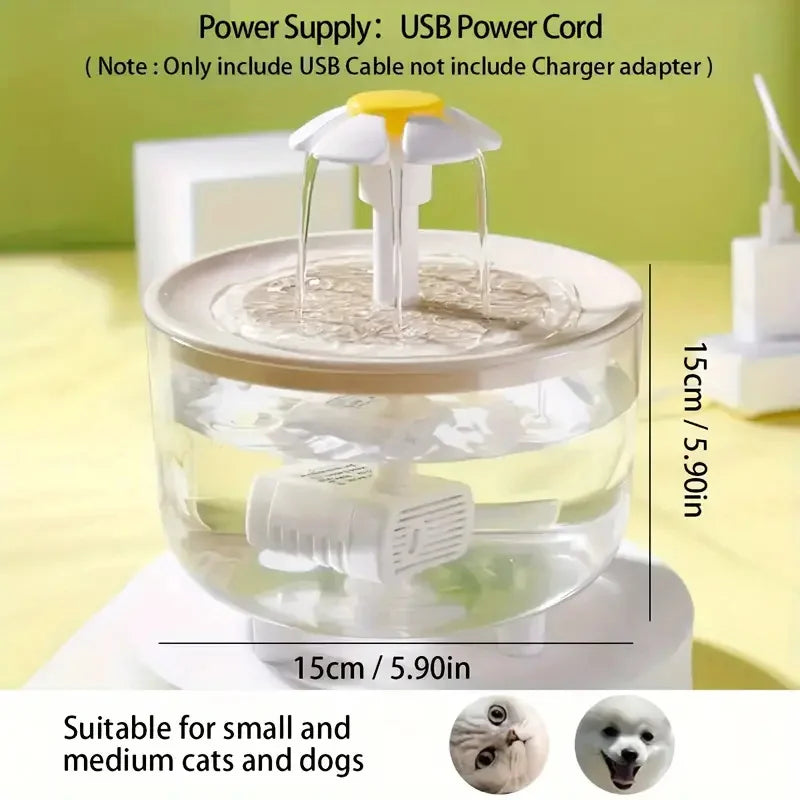 5V USB Powered Whisper-Quiet Automatic Pet Water Fountainfor Cats dog - Food-Grade Pp Material