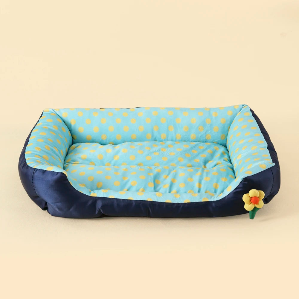 Square Large Dog Bed All Season Flower Soft Small Sofa Kennel for Puppy Mattress Spot Medium Pet Bed