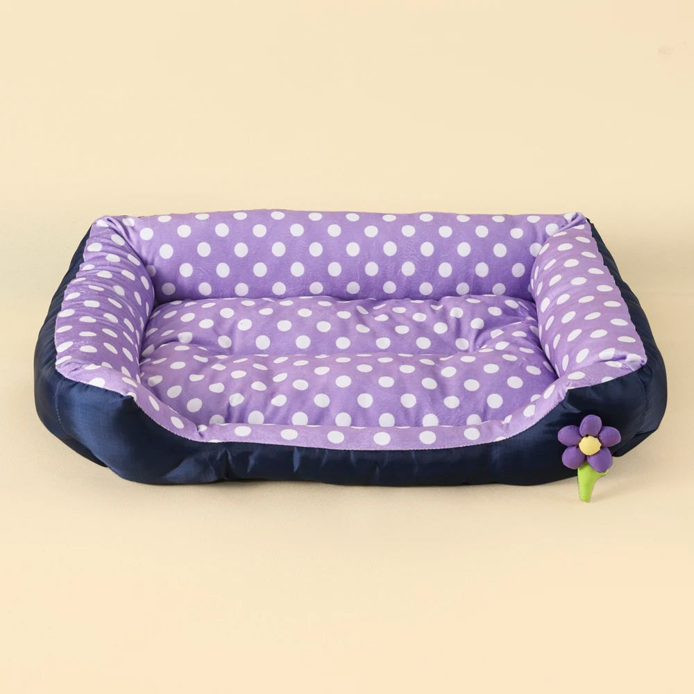 Square Large Dog Bed All Season Flower Soft Small Sofa Kennel for Puppy Mattress Spot Medium Pet Bed
