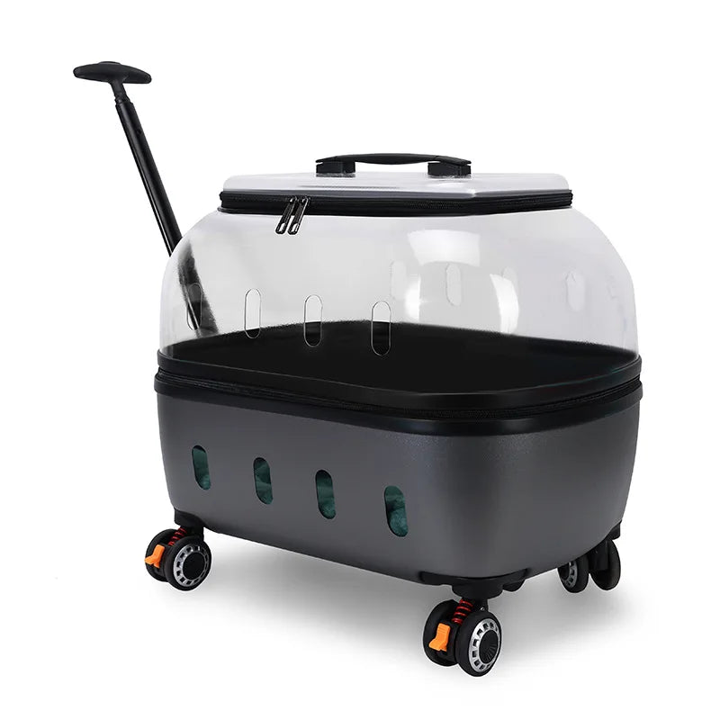 Transparent Pet Suitcase Large Capacity Cat Carry Portable Cat Stroller for Traveling Comfortable Breathable